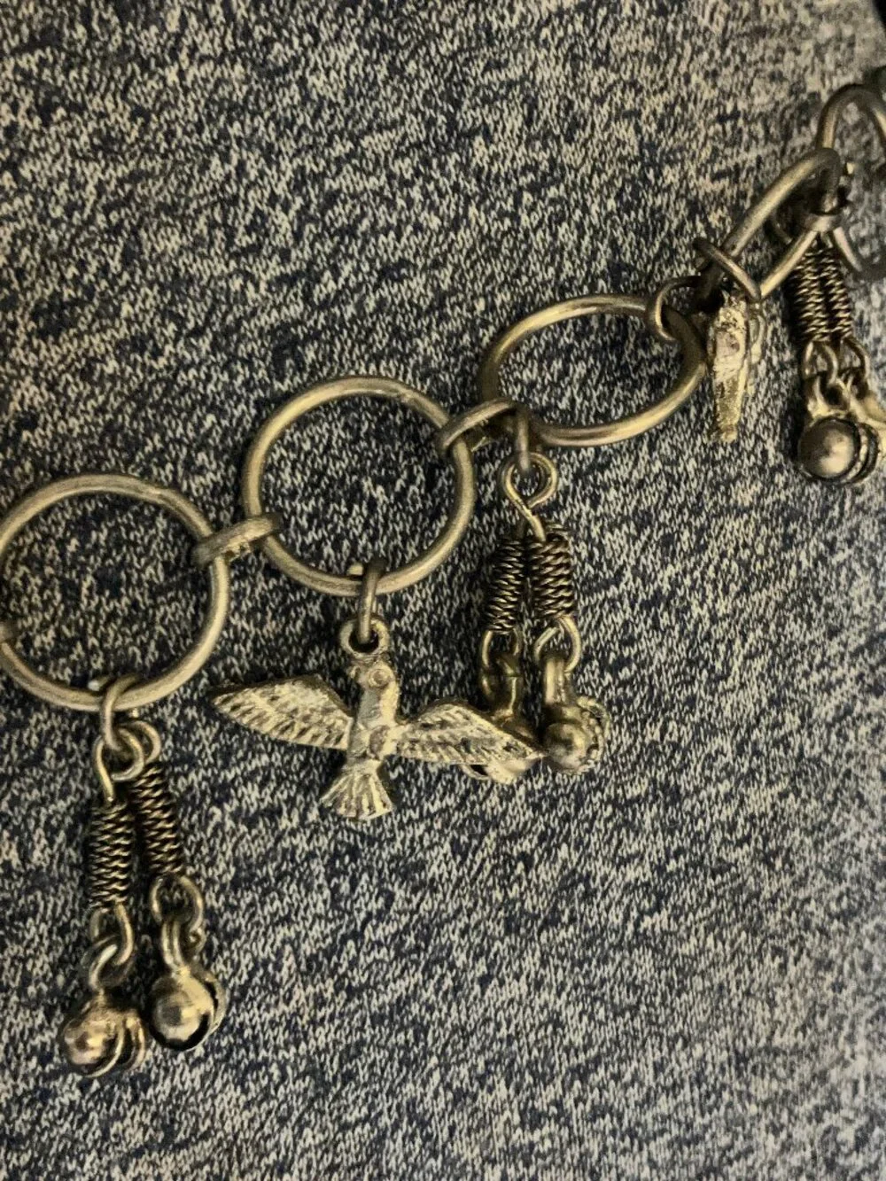 Vintage Metal Chain Belt with Animal Charms & Bells